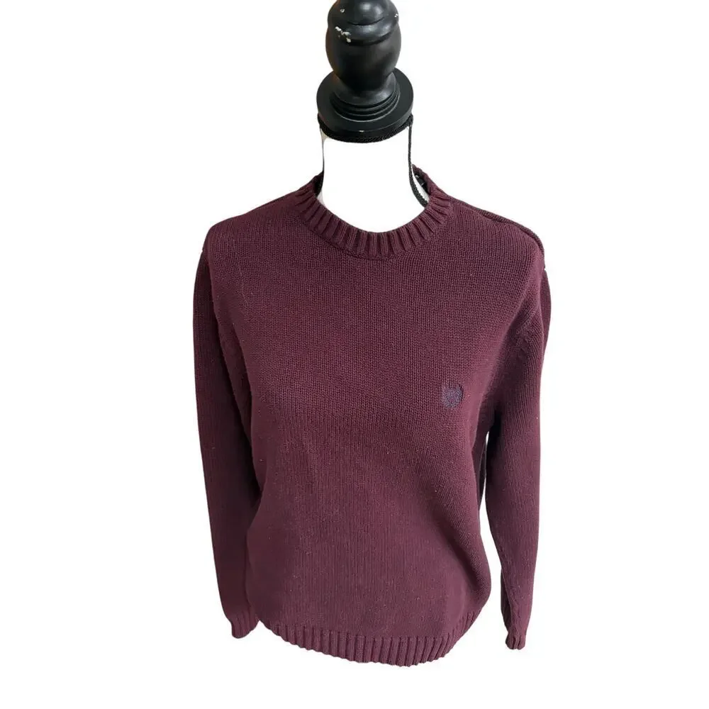 Vintage 90s Chaps 100% Cotton Crewneck Sweater Men’s M Women’s L Maroon Knit